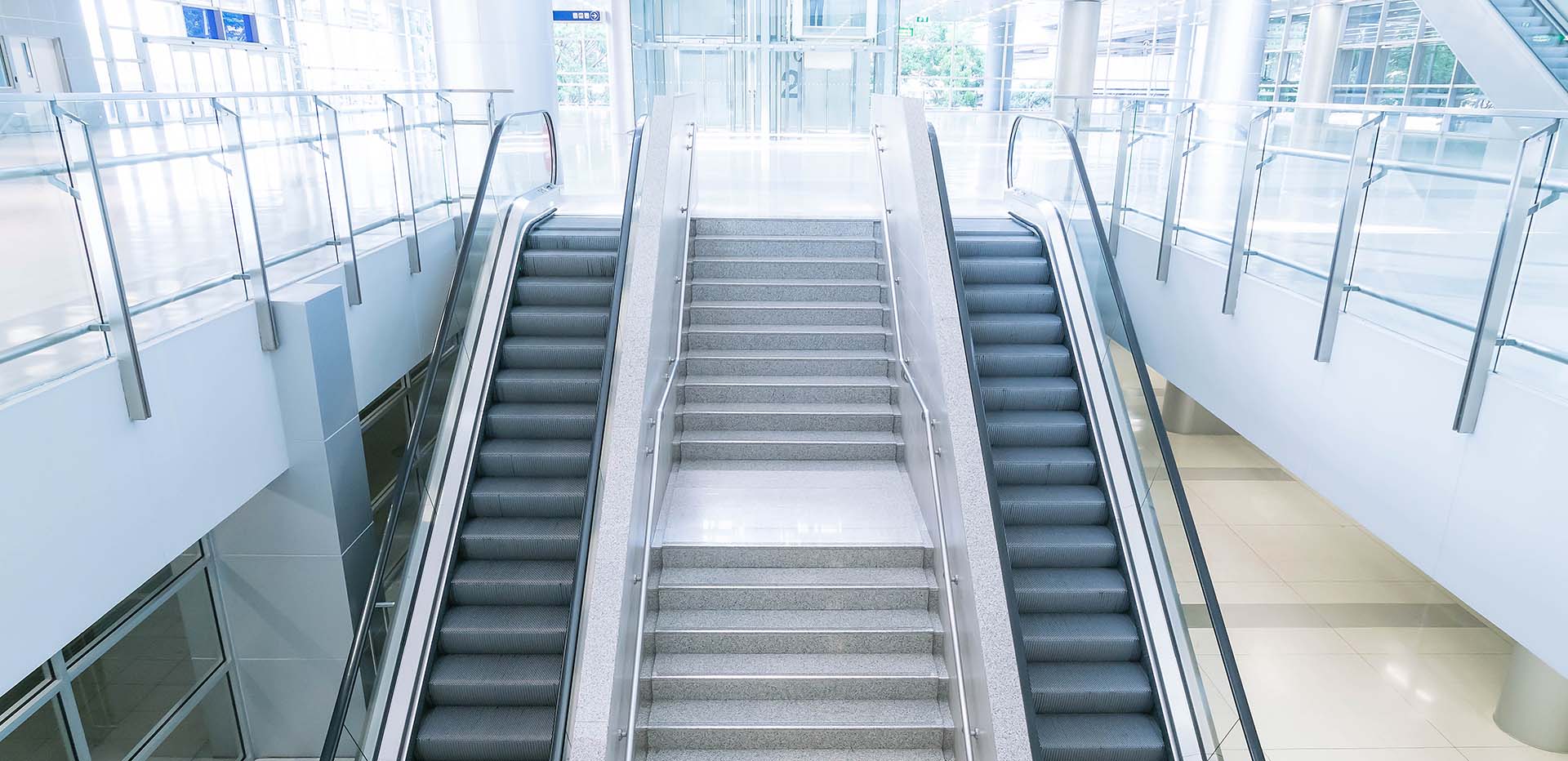 empty escalator and stair
